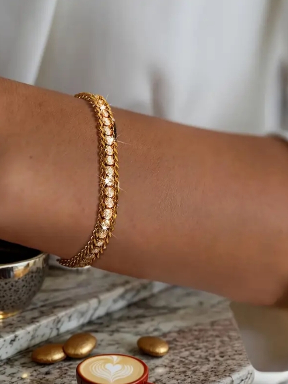 18 KT Gold Over Titanium Lab Diamond Bracelet